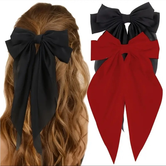 Elegant Black and Red Hair Bows - Picture 1 of 1
